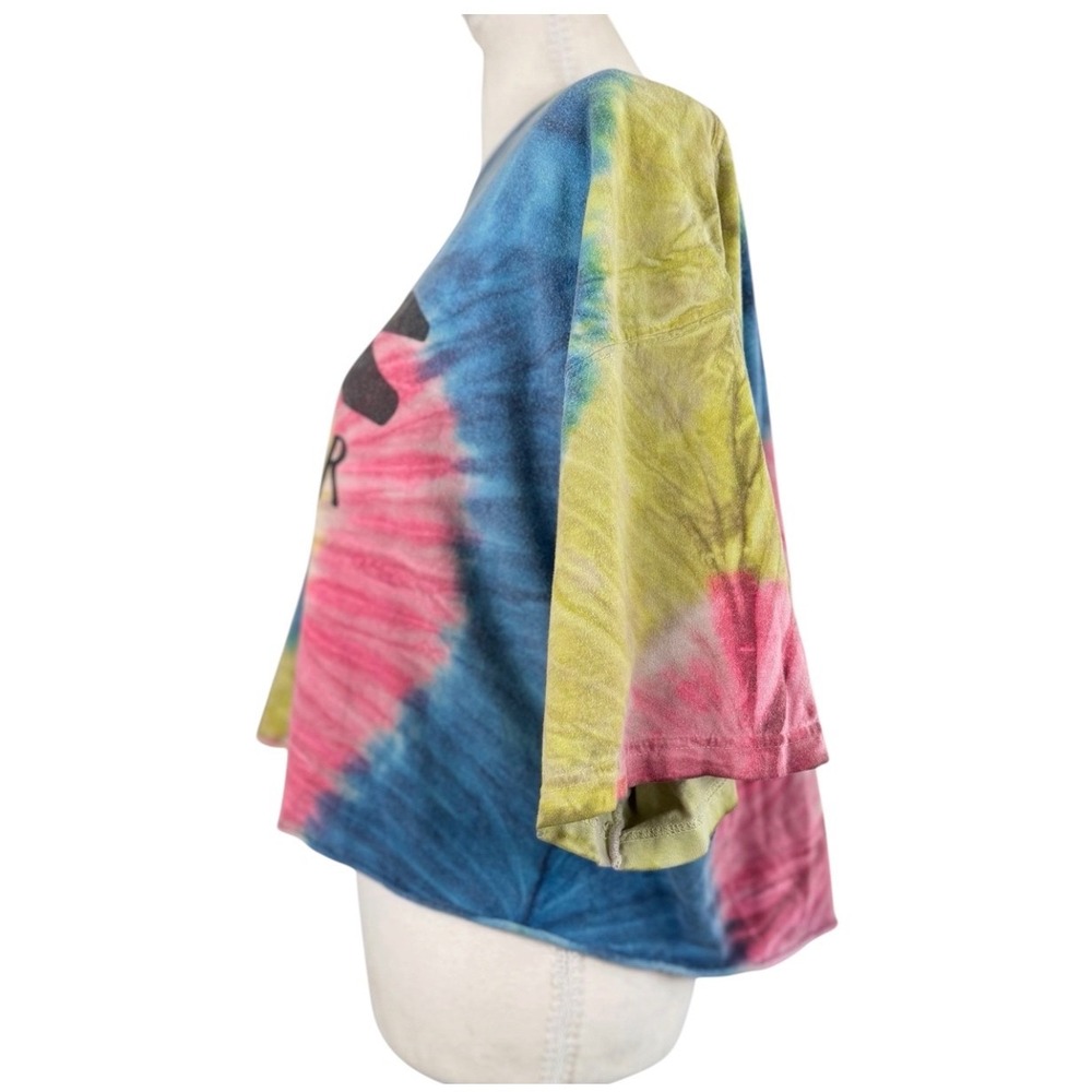 Zairabito Tie Dye Panda Graphic Crop Top Womens XL Multi Cotton Boxy Maybe Later - Picture 5 of 11